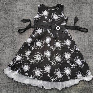 Size 12 Girls Floral Black and White Formal Dress